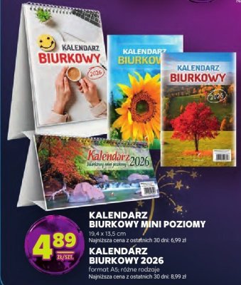 Kalendarz biurkowy mini poziomy, 10 x 13.5 cm promocja w Stokrotka