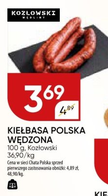 Kiełbasa polska wędzona Kozłowski promocja w Chata Polska