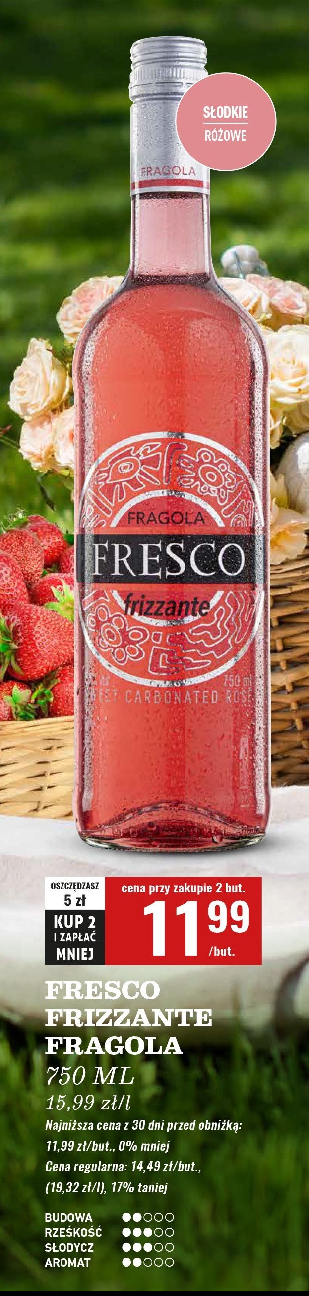 Wino Fresco frizzante fragola promocja w Biedronka