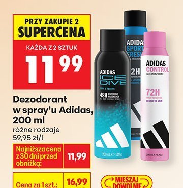 Dezodorant w sprayu Adidas, 200 ml promocja w Biedronka