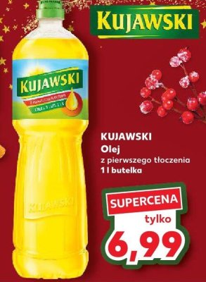 Olej z pierwszego tłoczenia i butelka promocja w Kaufland