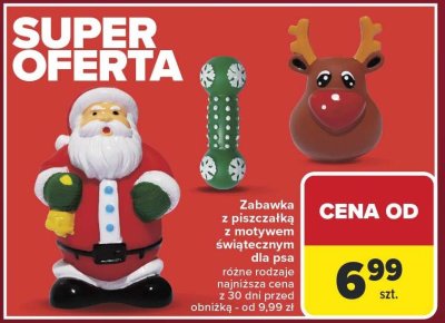 Zabawka z piszczałką z motywem świątecznym dla psa różne rodzaje promocja w Carrefour