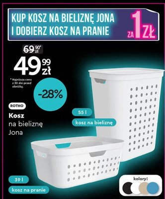 Kosz na bieliznę Jona 55 l promocja w Biedronka