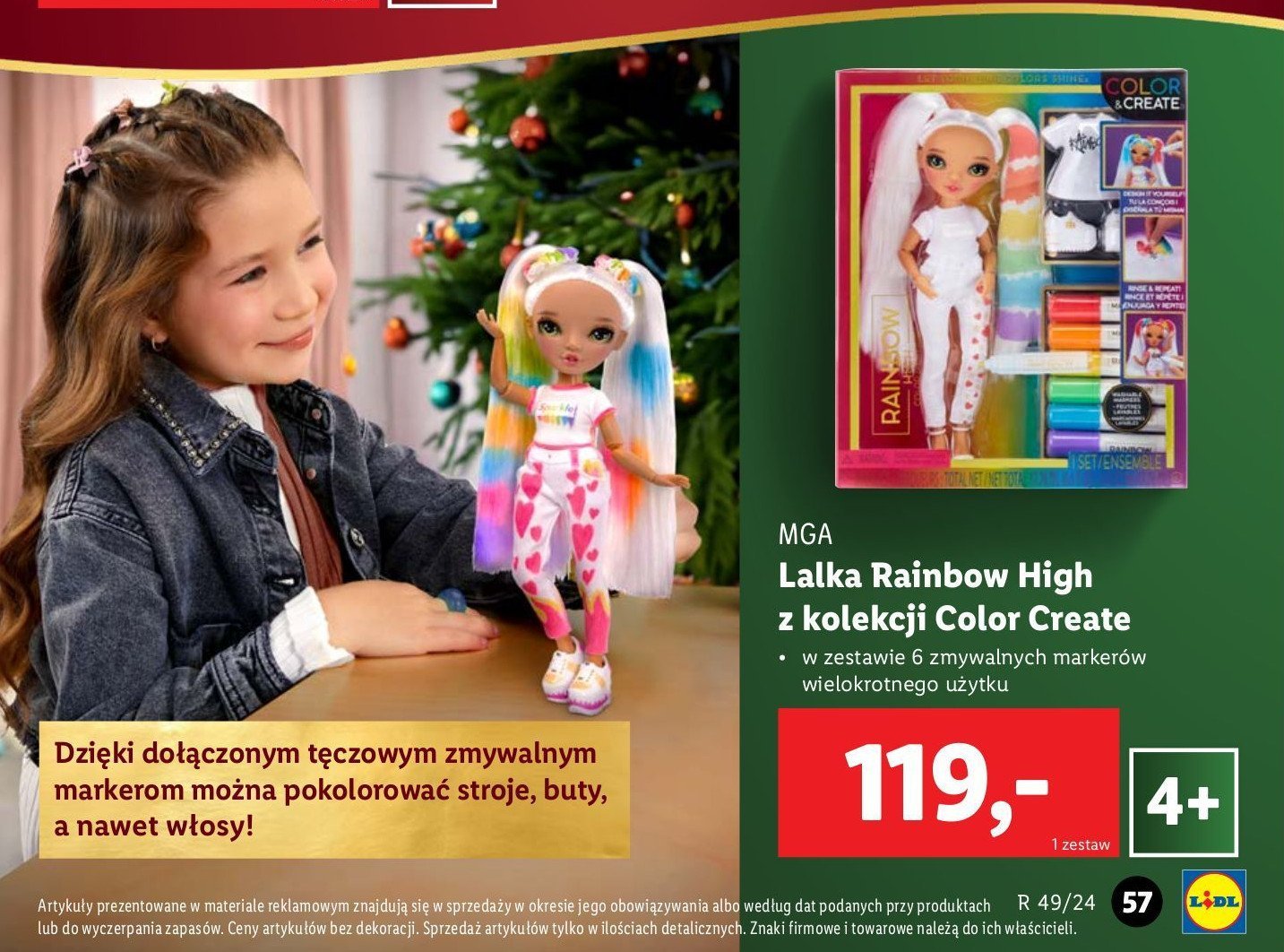 Lalka color & create fashion Rainbow high promocja w Lidl