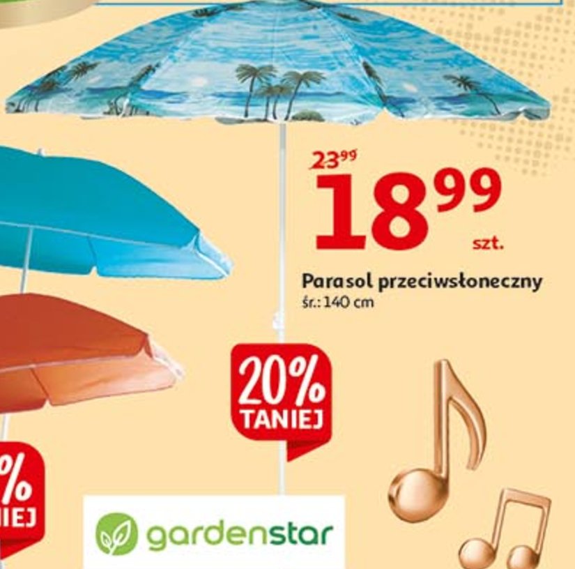 Parasol plażowy 140 cm Garden star promocja