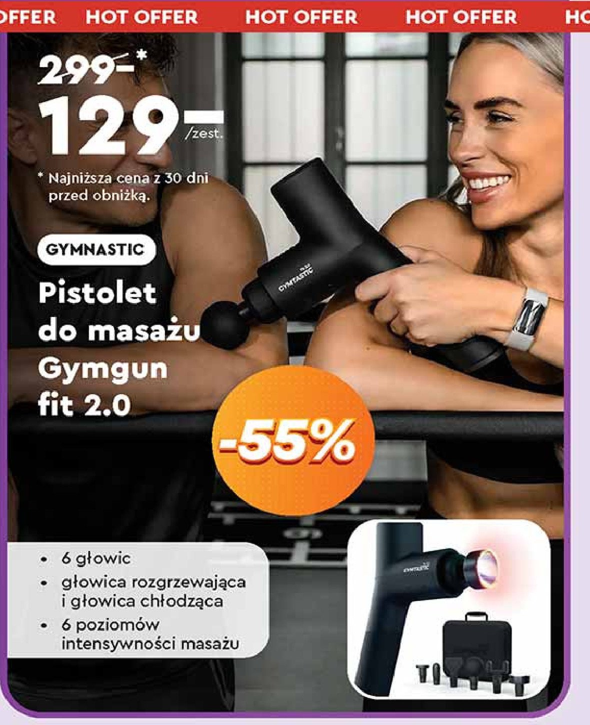 Pistolet do masażu gymgun fit 2.0 Gymnastic promocja w Biedronka