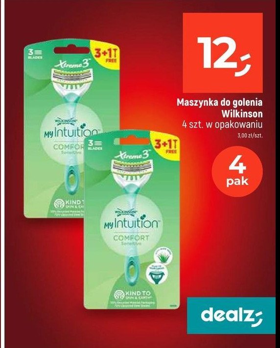 Maszynka do golenia + 3 wkłady Wilkinson my intuition comfort promocja w Dealz