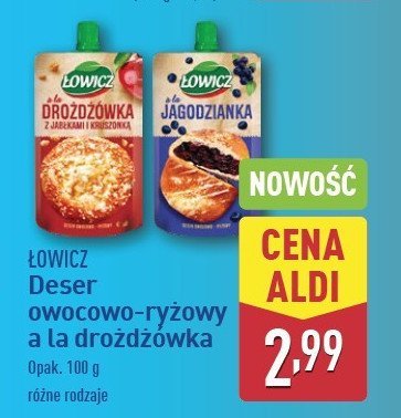 Deser drożdżówka z jabłkami i kruszonką Łowicz promocja w Aldi