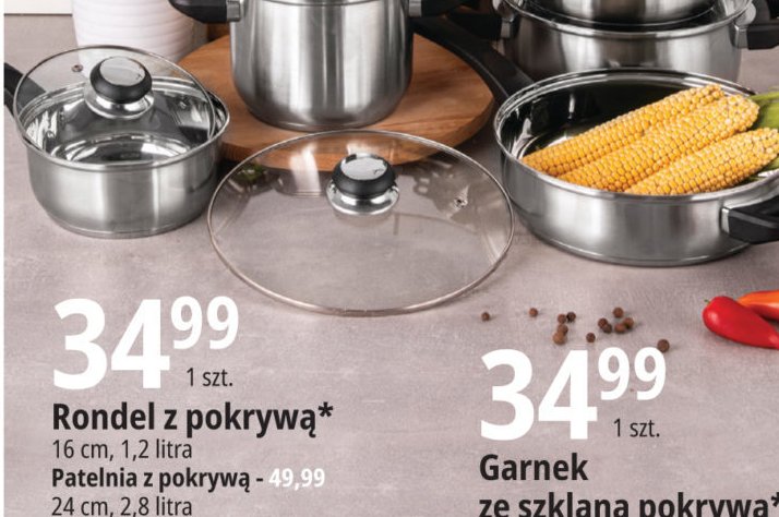 Rondel nierdzewny ze szklaną pokrywą 16 cm promocja