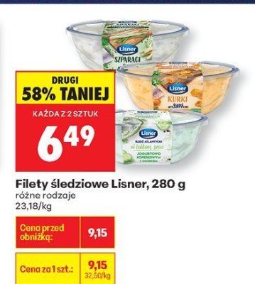 Filety śledziowe Lisner, 280 g różne rodzaje promocja w Biedronka