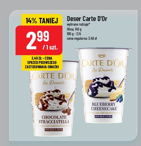 Lody chocolate stracciatella Algida carte d'or les desserts promocja