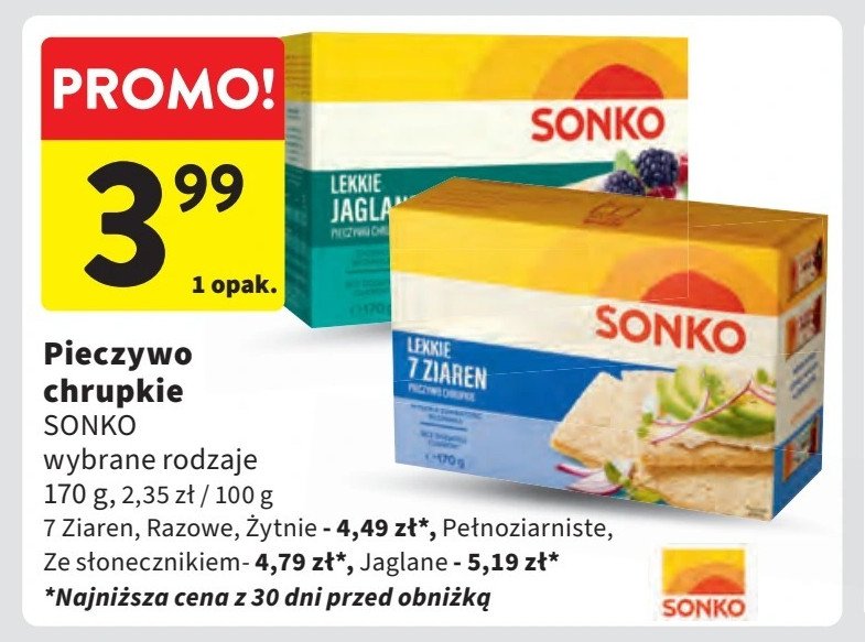 Pieczywo lekkie ze słonecznikiem Sonko promocja