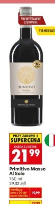 Wino czerwone Primitivo Masso Al Sole promocja w Biedronka
