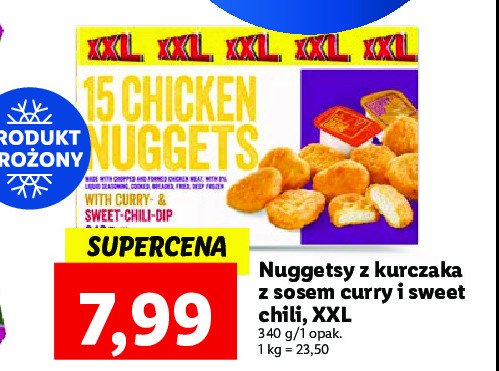 Nuggetsy z kurczaka z sosem curry i chili xxl Chef select promocja