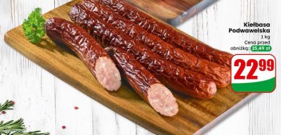 Kiełbasa podwawelska z szynki Koniarek promocja w Dino