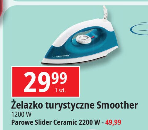 Żelazko parowe slider ceramic 2200 w Esperanza promocja