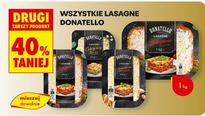 Lasagne Donatello, wszystkie rodzaje drugi -40% taniej promocja w Biedronka