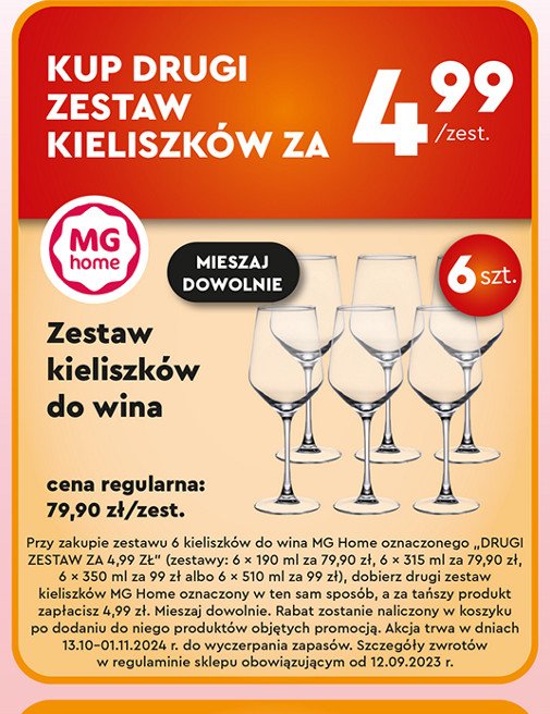 Kieliszki do wina 315 ml Mg home promocja