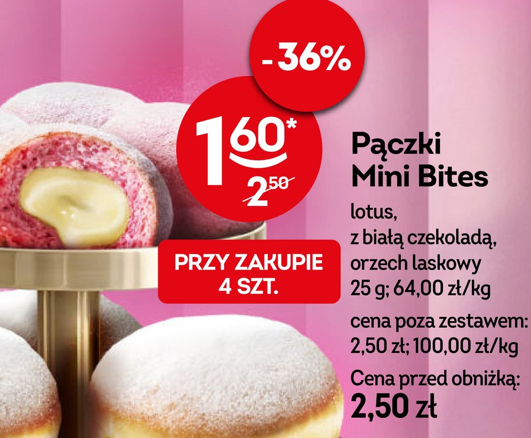 Pączek mini bites biała czekolada promocja w Żabka