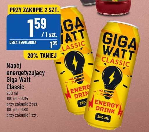 Napój energetyczny classic Giga watt promocja