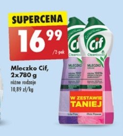 Mleczko do czyszczenia z mikrokryszta艂kami pink flowers 780 g + lilia flowers 780 g Cif cream promocja