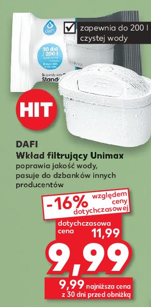 Wkłady standard unimax Dafi promocja