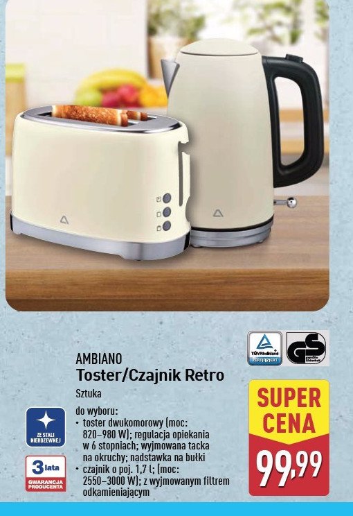 Toster 820-980 w AMBIANO promocja w Aldi