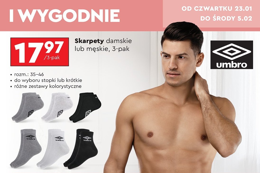 Skarpety męskie Umbro promocja w Biedronka