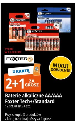 Baterie alkaliczne AA/AAA Foxter Tech+/Standard 12 szt./8 szt./4 szt. promocja w Leclerc