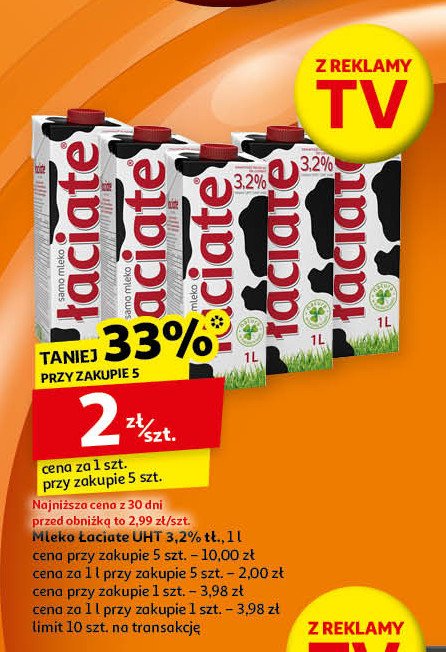 Mleko 3.2% Łaciate promocja w Auchan