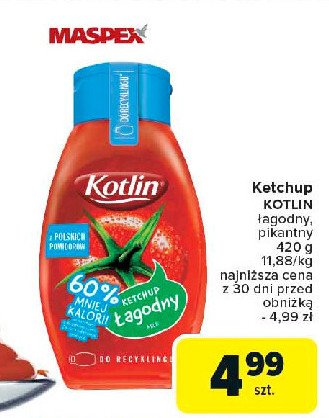 Ketchup pikantny 60% mniej kalorii Kotlin promocja