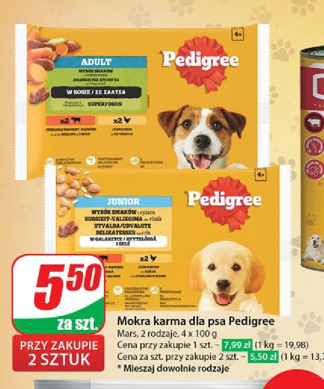 Karma dla psa junior kurczak w galarecie Pedigree promocja w Dino