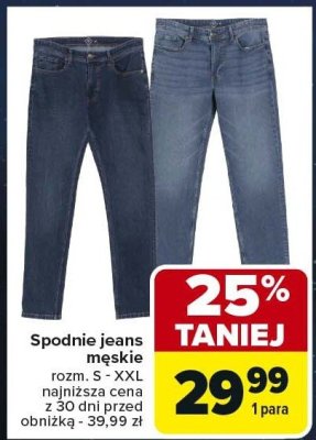 Spodnie jeans męskie rozm. S - XXL promocja w Carrefour