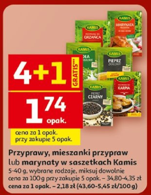 Przyprawy, mieszanki przypraw lub marynaty w saszetkach Kamis promocja w Auchan