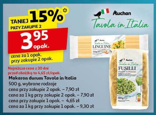 Makaron linguine Auchan tavola in italia promocja