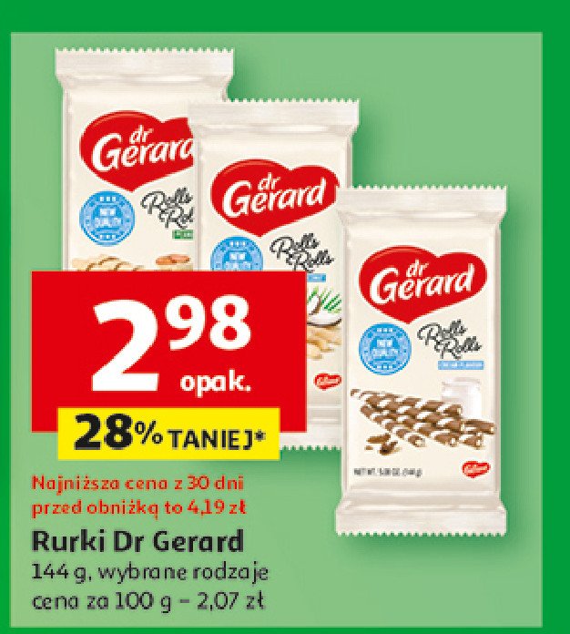 Rurki waflowe rolls rolls z kremem orzechowym Dr gerard promocja