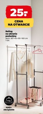 Reling na ubrania podwójny wym. 80x43x90-160 cm promocja w Netto