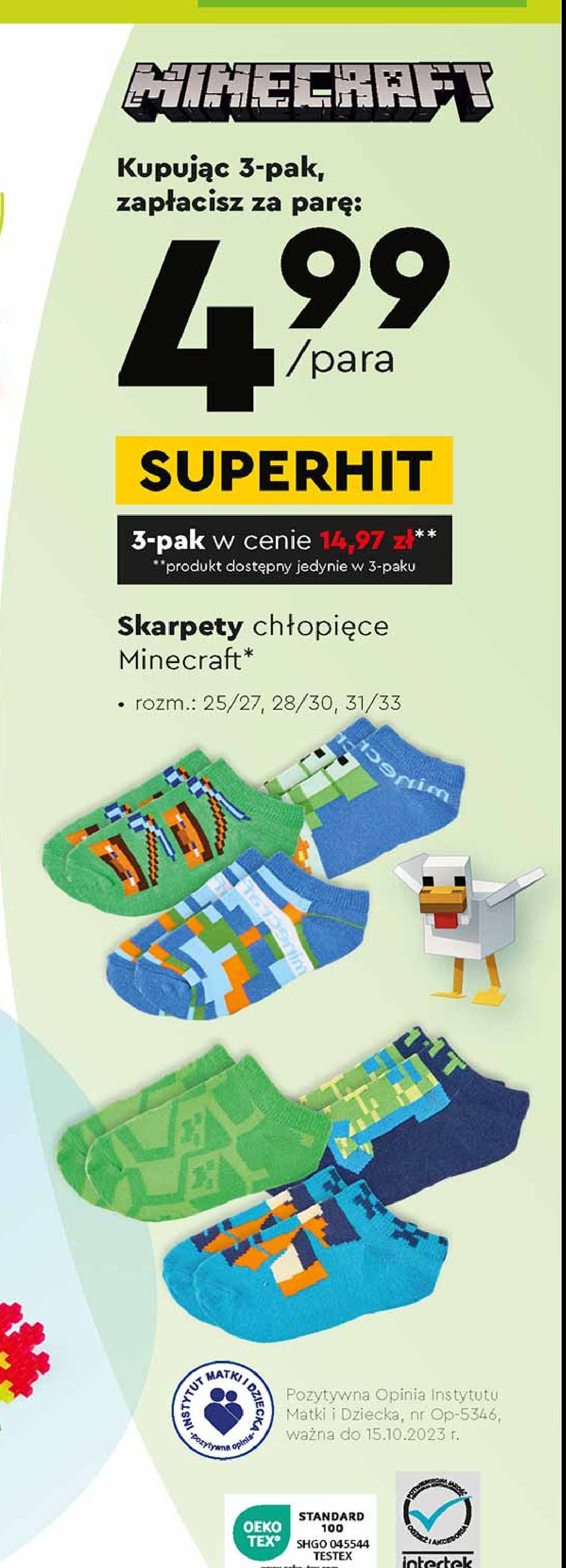 Skarpety minecraft 28/30 promocja
