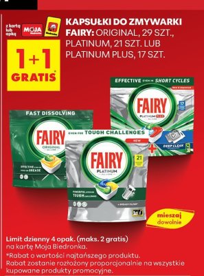 Kapsułki do zmywarki Fairy Platinum 21 szt. promocja w Biedronka