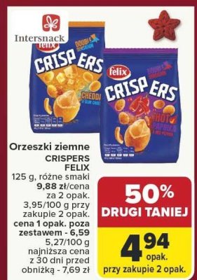 Orzeszki ziemne CRISPERS FELIX różne smaki promocja w Carrefour