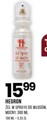 Żel w sprayu do włosów Hegron mocny promocja w Drogerie Natura