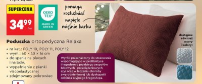 Poduszka ortopedyczna Relaxa 60x40cm promocja w Biedronka