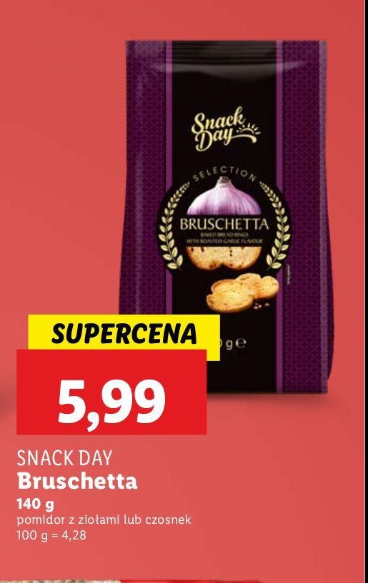 Bruschetta pomidor z ziołami Snack day promocja w Lidl