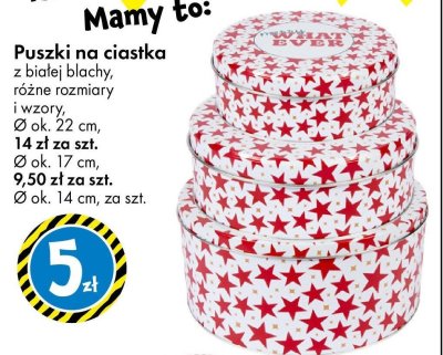 Puszki na ciastka z białej blachy, różne rozmiary i wzory, Ø ok. 17 cm promocja w Tedi