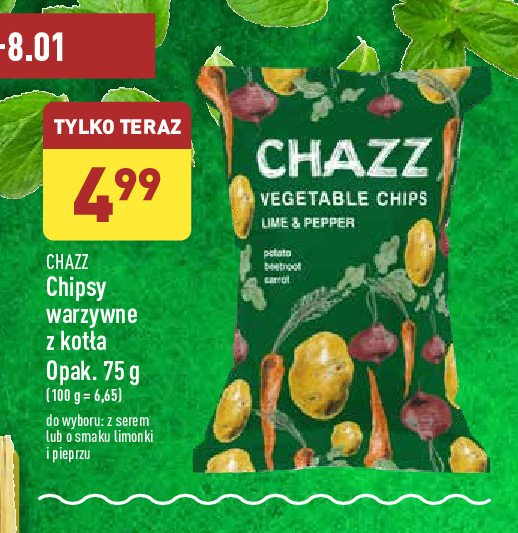 Chipsy warzywne z limonk膮 i pieprzem Chazz promocja