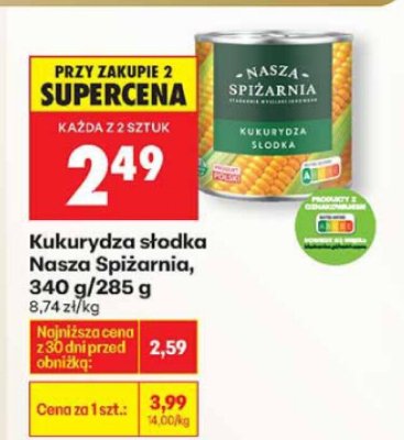Kukurydza słodka promocja w Biedronka