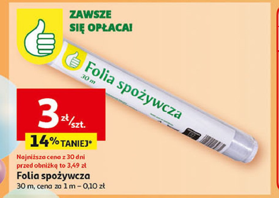 Folia spo偶ywcza 30 m Podniesiony kciuk promocja