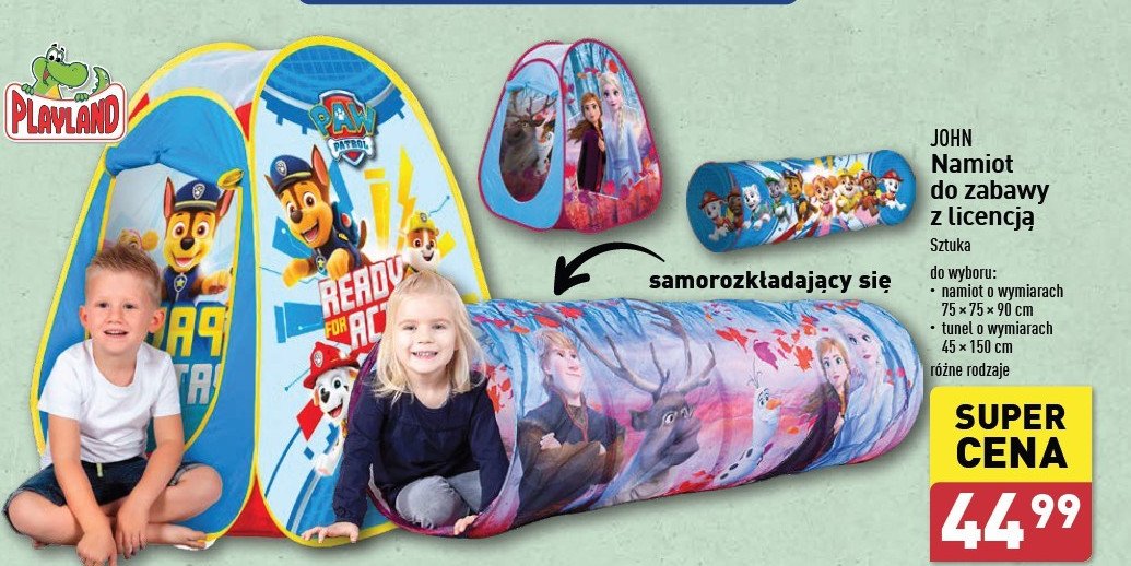 Namiot samorozkładający się z tunelem frozen John (zabawki) promocja