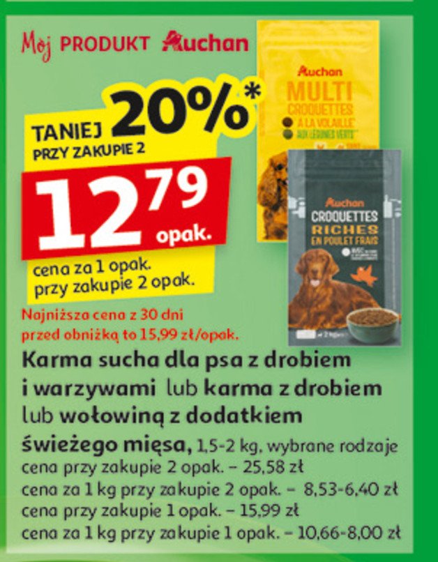 Karma dla psów z drobiem Auchan promocja w Auchan