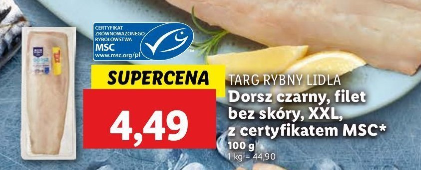 Dorsz czarny filet bez skóry Rybny targ lidla promocja w Lidl